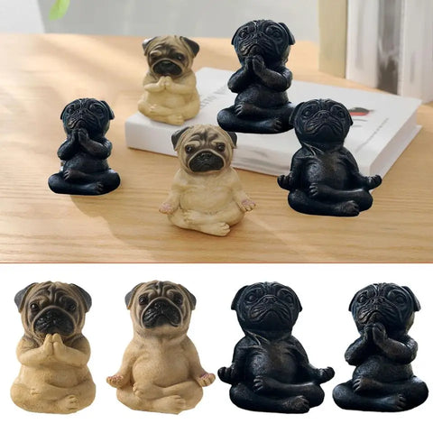 New Creative Meditating Pug Figurine Zen Yoga Resin Statue Decorative Collectible For Home Garden Desktop Dashboard Decoration