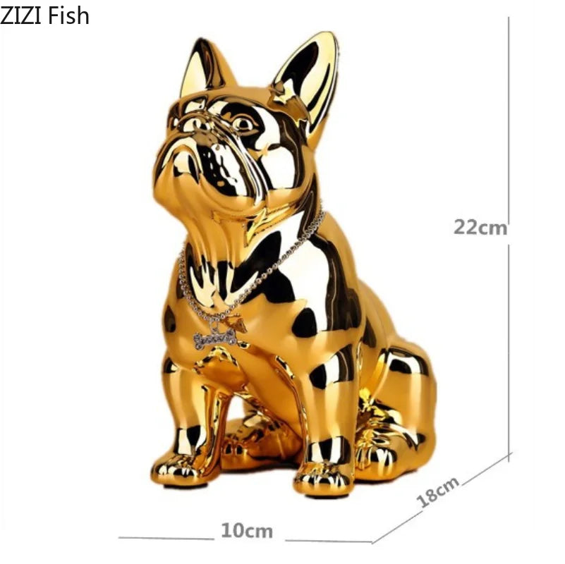 Electroplated Dog Sculpture Decoration Modern Home Decoration Art Resin Crafts Living Room Entrance Decoration Holiday Gift