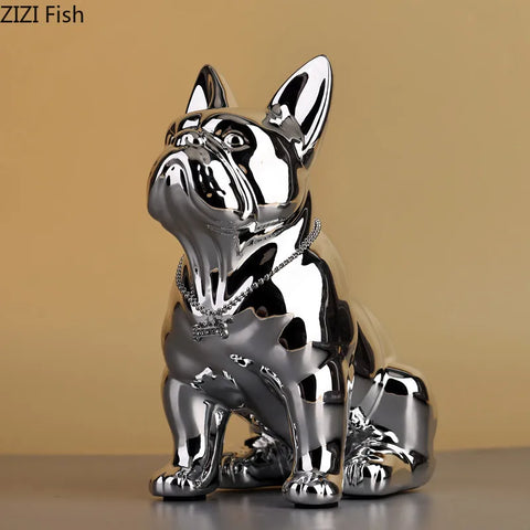 Electroplated Dog Sculpture Decoration Modern Home Decoration Art Resin Crafts Living Room Entrance Decoration Holiday Gift