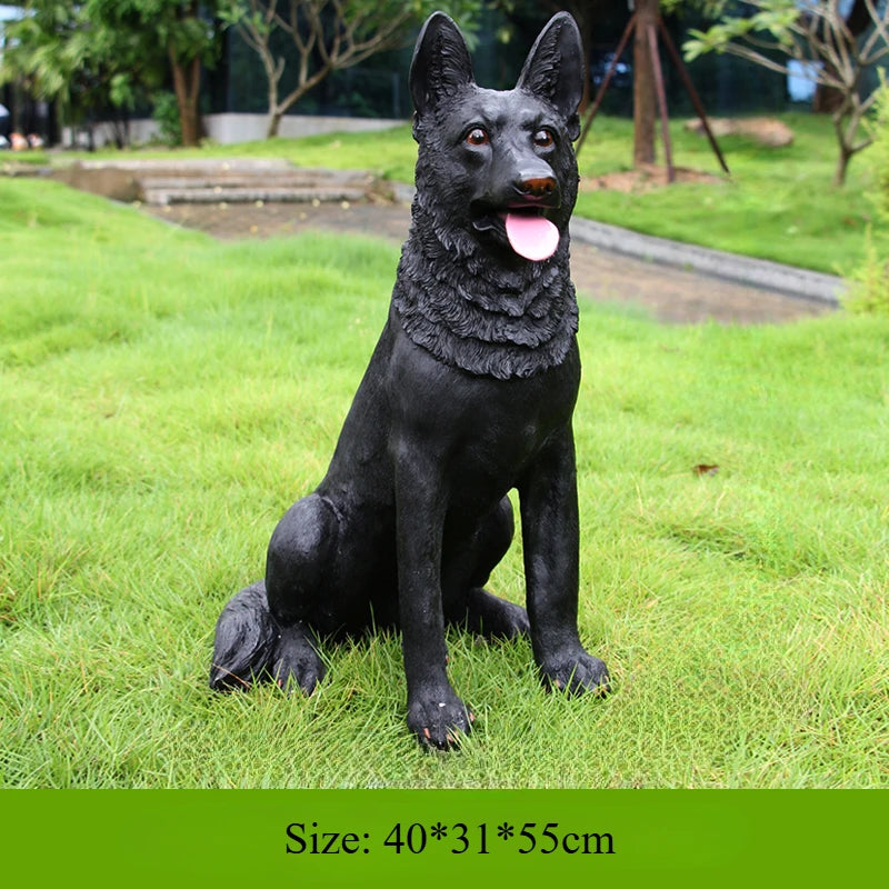 Outdoor Simulation German Wolf Dog Sculpture, Large Model Animal Decoration, Garden Home Living Room Courtyard Decoration