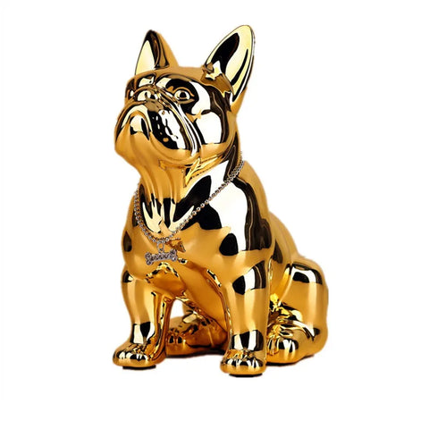 Electroplated Dog Sculpture Decoration Modern Home Decoration Art Resin Crafts Living Room Entrance Decoration Holiday Gift