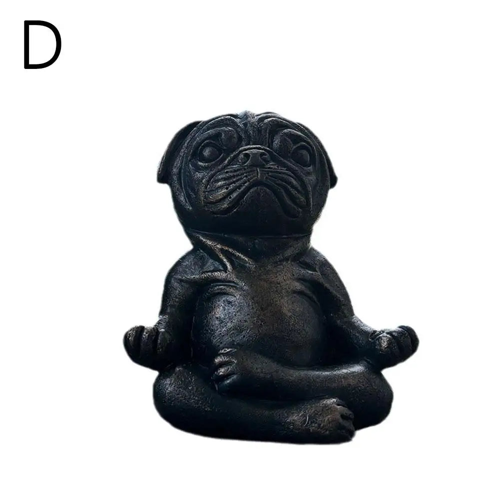 New Creative Meditating Pug Figurine Zen Yoga Resin Statue Decorative Collectible For Home Garden Desktop Dashboard Decoration