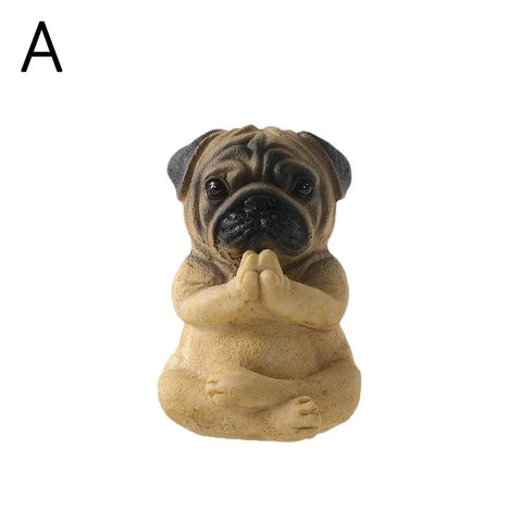 New Creative Meditating Pug Figurine Zen Yoga Resin Statue Decorative Collectible For Home Garden Desktop Dashboard Decoration