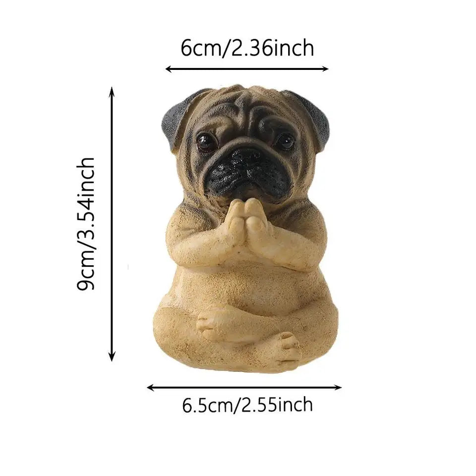 New Creative Meditating Pug Figurine Zen Yoga Resin Statue Decorative Collectible For Home Garden Desktop Dashboard Decoration