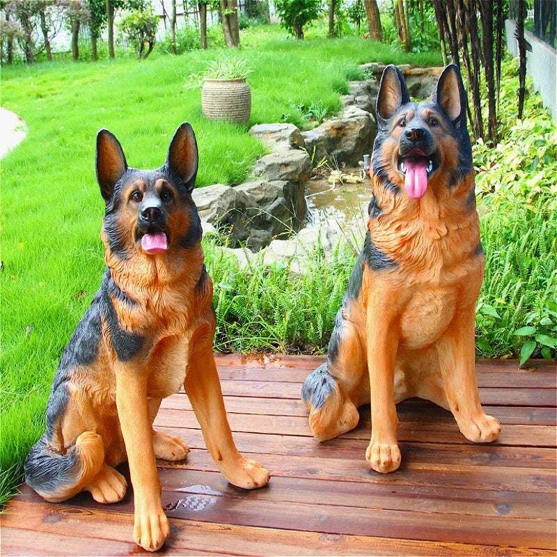 Outdoor Simulation German Wolf Dog Sculpture, Large Model Animal Decoration, Garden Home Living Room Courtyard Decoration