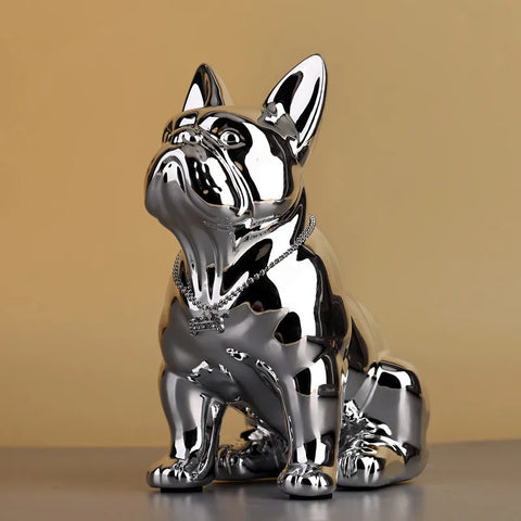 Electroplated Dog Sculpture Decoration Modern Home Decoration Art Resin Crafts Living Room Entrance Decoration Holiday Gift