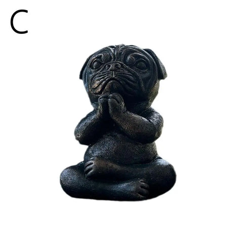 New Creative Meditating Pug Figurine Zen Yoga Resin Statue Decorative Collectible For Home Garden Desktop Dashboard Decoration