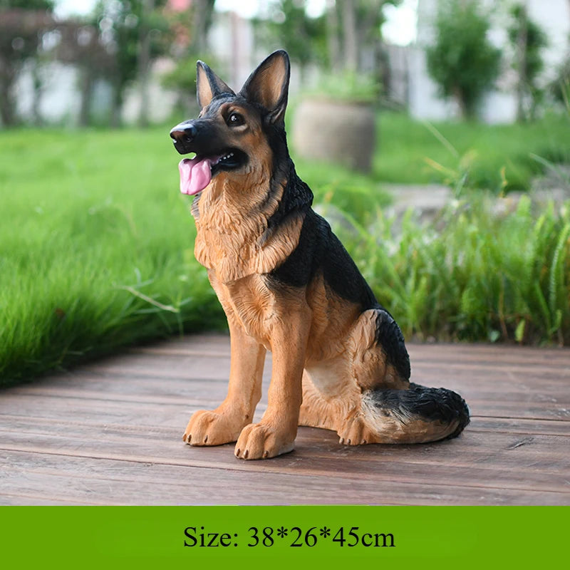 Outdoor Simulation German Wolf Dog Sculpture, Large Model Animal Decoration, Garden Home Living Room Courtyard Decoration