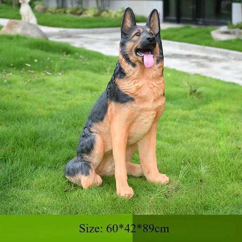 Outdoor Simulation German Wolf Dog Sculpture, Large Model Animal Decoration, Garden Home Living Room Courtyard Decoration