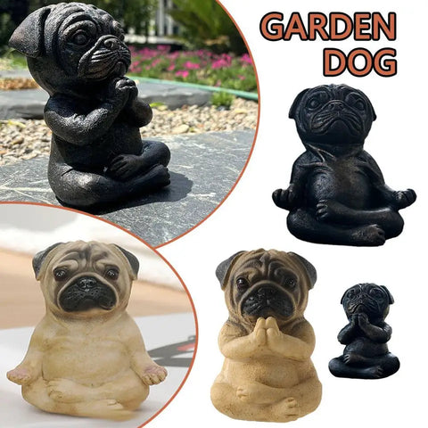 New Creative Meditating Pug Figurine Zen Yoga Resin Statue Decorative Collectible For Home Garden Desktop Dashboard Decoration