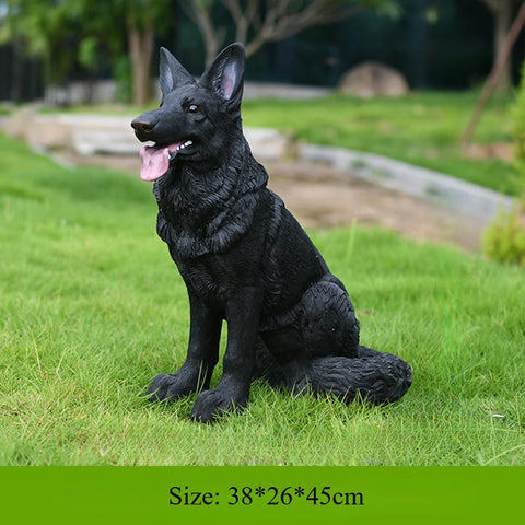 Outdoor Simulation German Wolf Dog Sculpture, Large Model Animal Decoration, Garden Home Living Room Courtyard Decoration