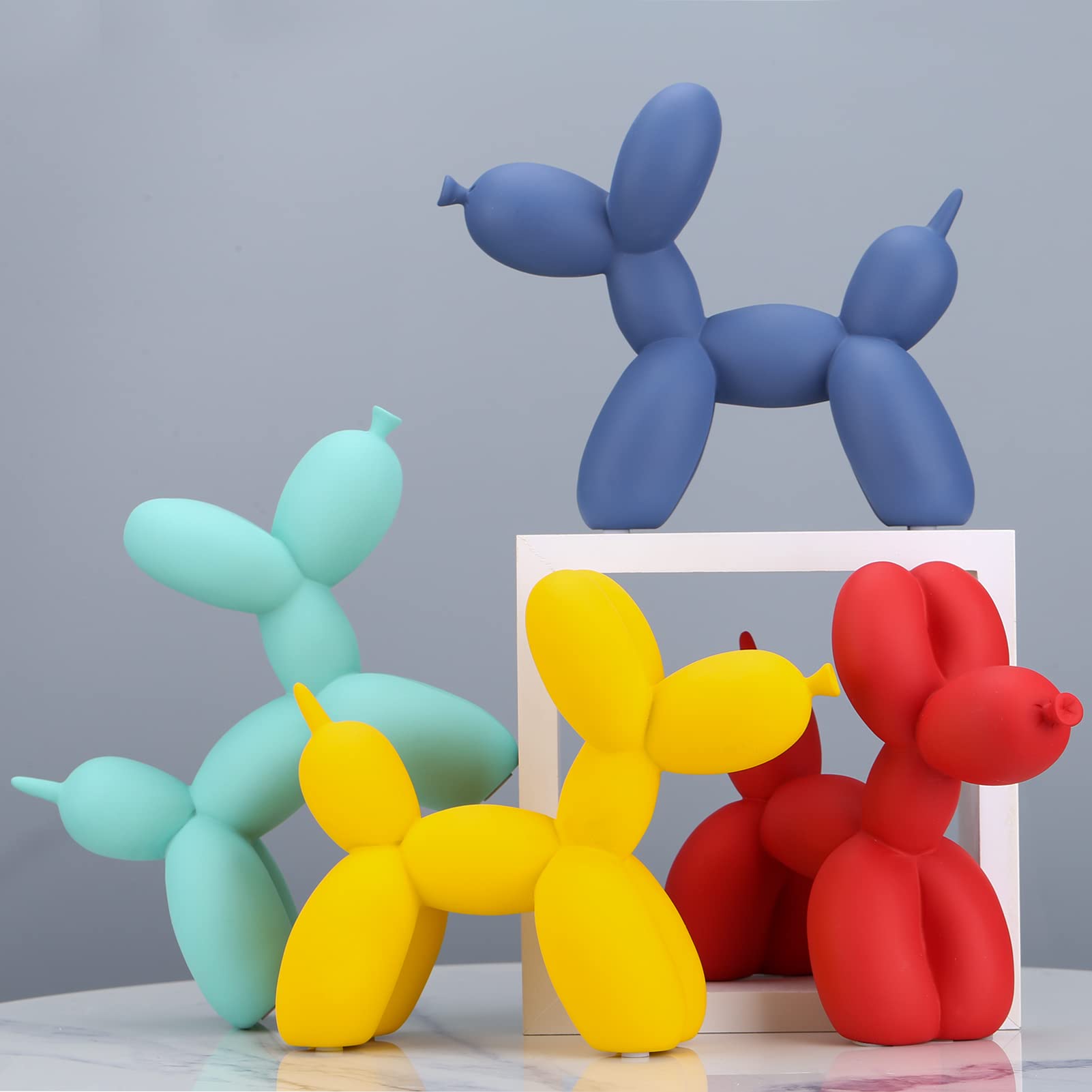 Creative Balloon Dog Sculpture Modern Home Decoration Trendy Animal Art Ornaments Collection Figurine Bedroom Living Room Office Desktop Resin Decors